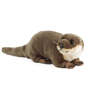 Plush otter toy on a white background