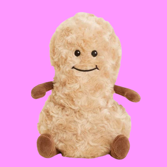 Plush peanut on a purple background