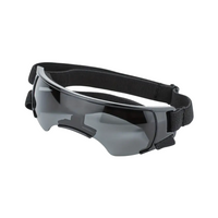 Black goggles with reflective lenses on a white background