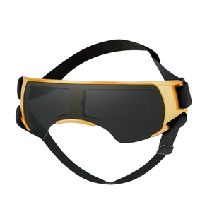 Black and gold goggles on a white background