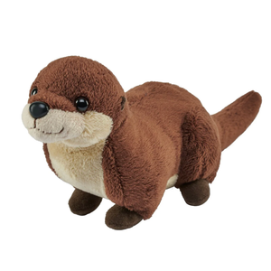 Plush toy otter on a white background