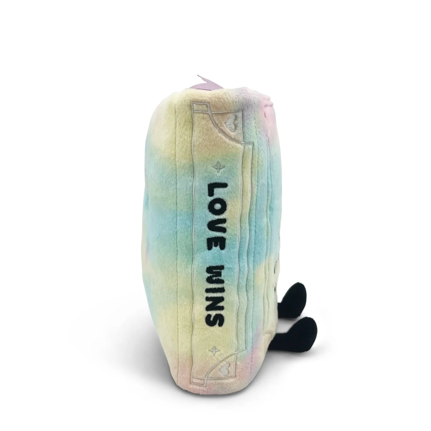 Pastel tie-dye pillow with 'LOVE WINS' text on a white background
