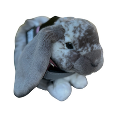 Rabbit Dutch Lop plushie wearing a pink emotional support vest - ESSA