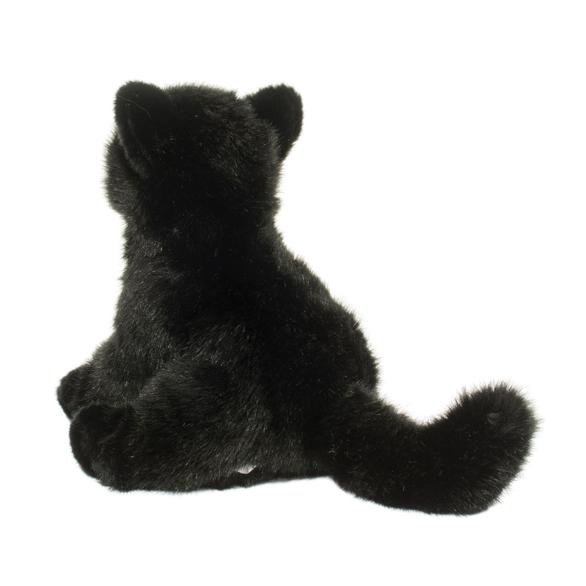 Black plush toy on a white background
