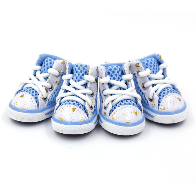 Three baby high-top sneakers in light blue and white with gold glitter accents, arranged on a plain white background.