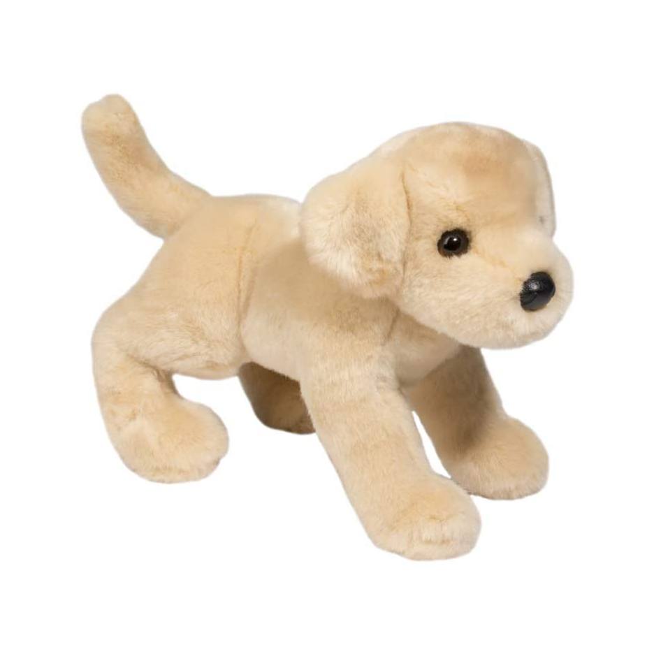 Plush toy dog on a white background