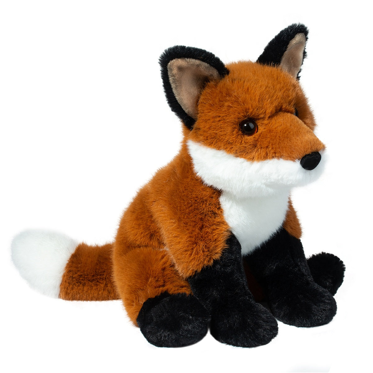 Plush fox toy on a white background
