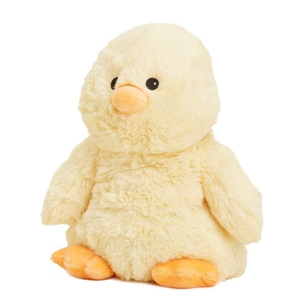 Plush toy chick on a white background