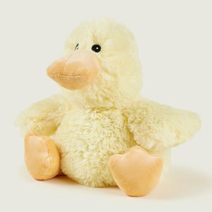 Plush duck toy on a white background