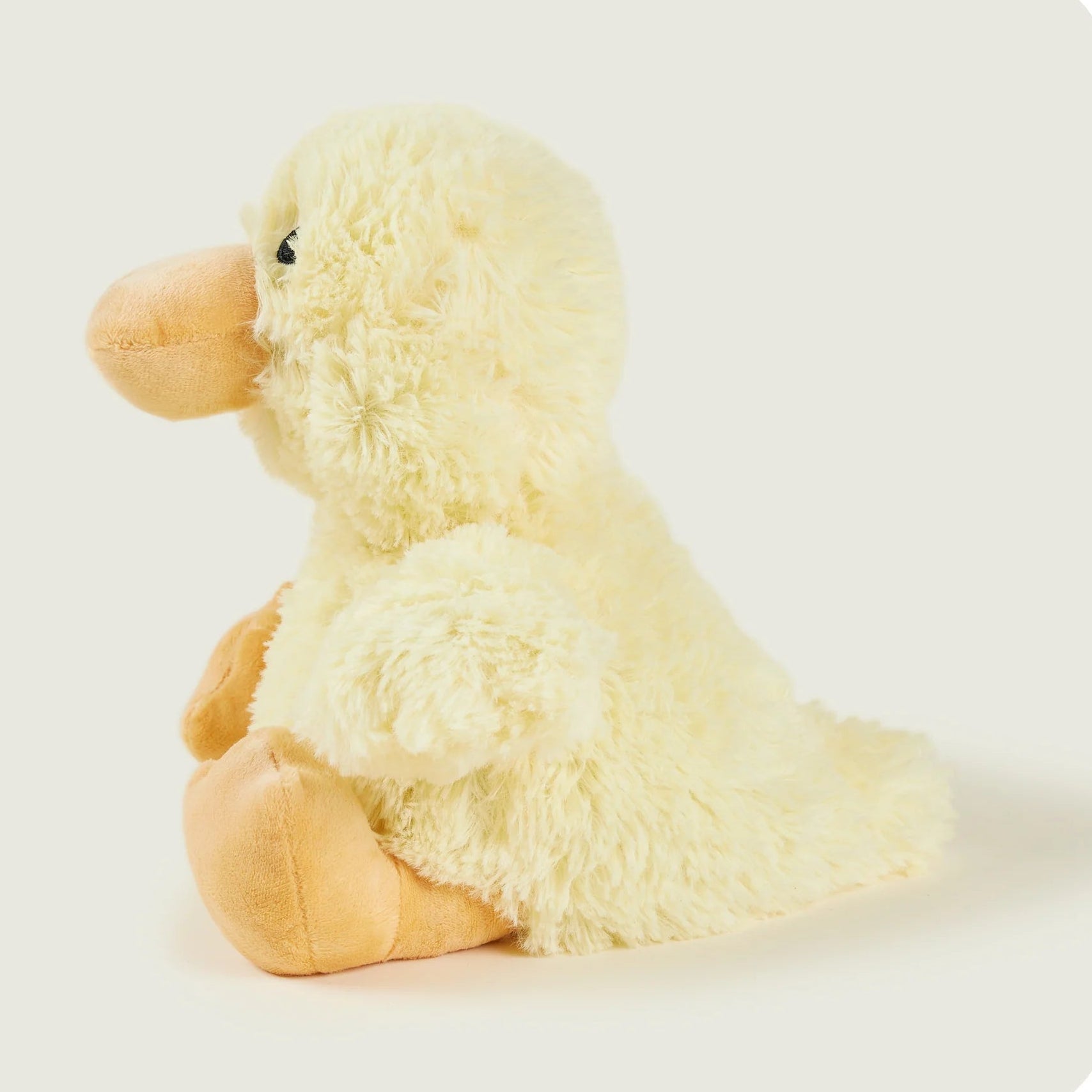 Plush duck toy on a white background