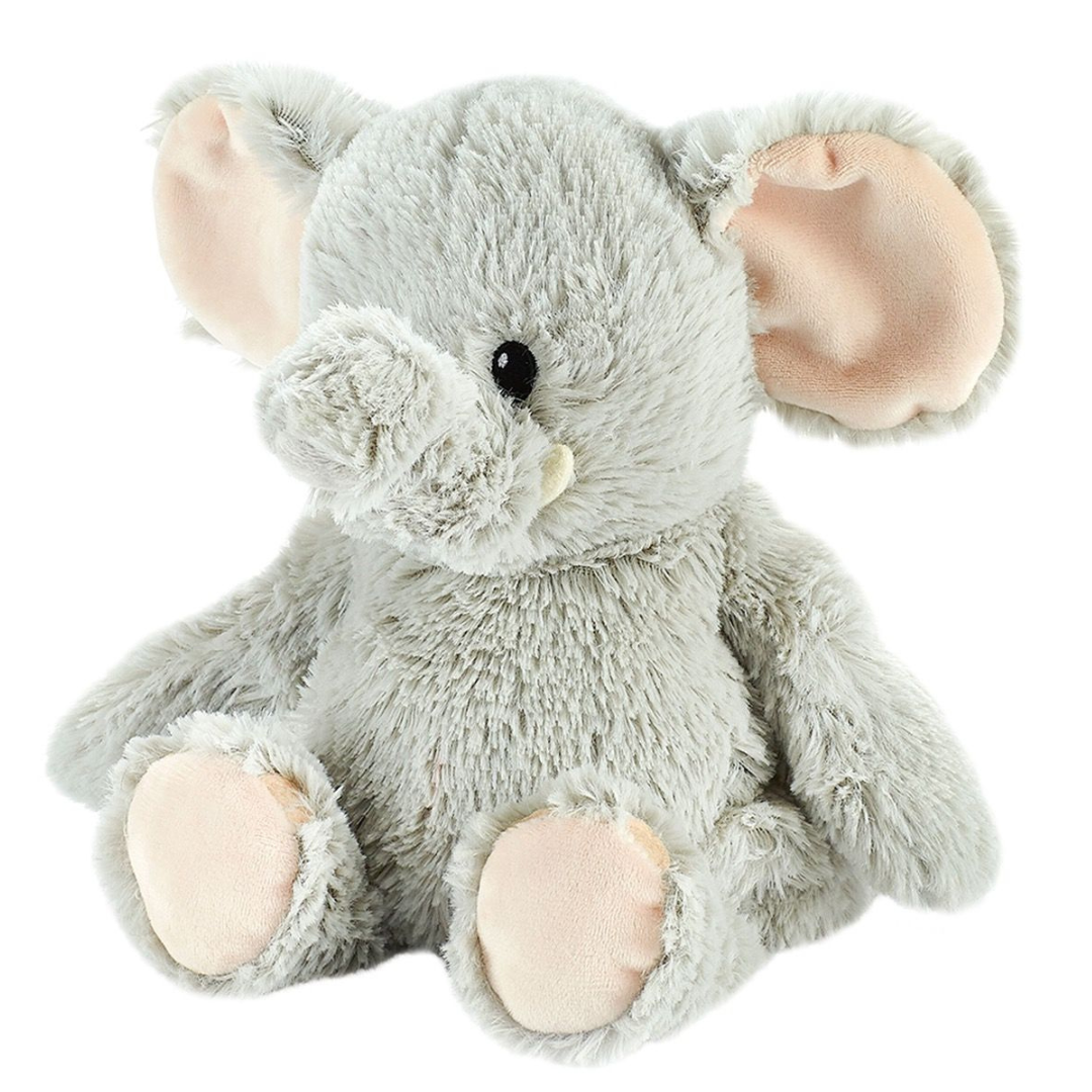 Plush elephant toy on a white background