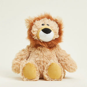 Plush lion toy on a white background