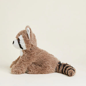 Plush raccoon toy on a white background