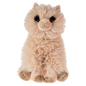 Plush toy llama on a white background