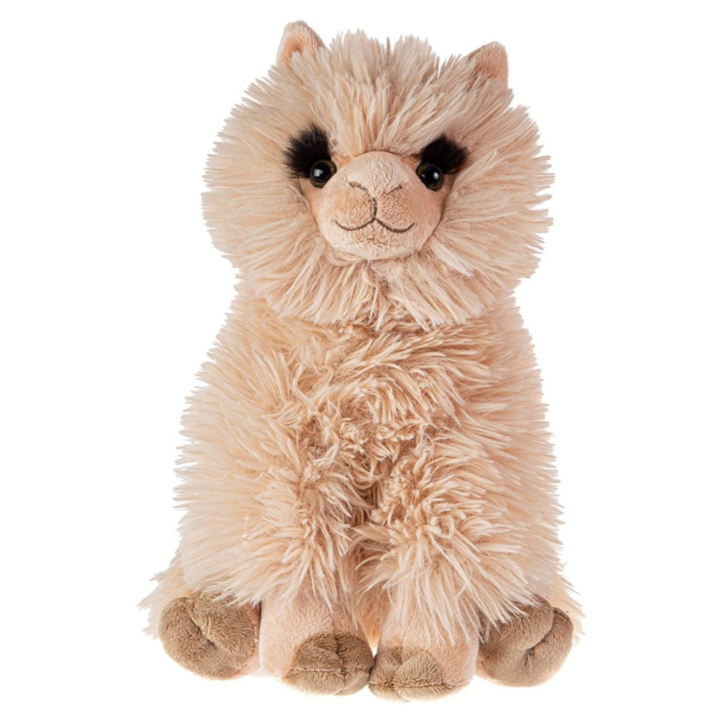 Plush toy llama on a white background
