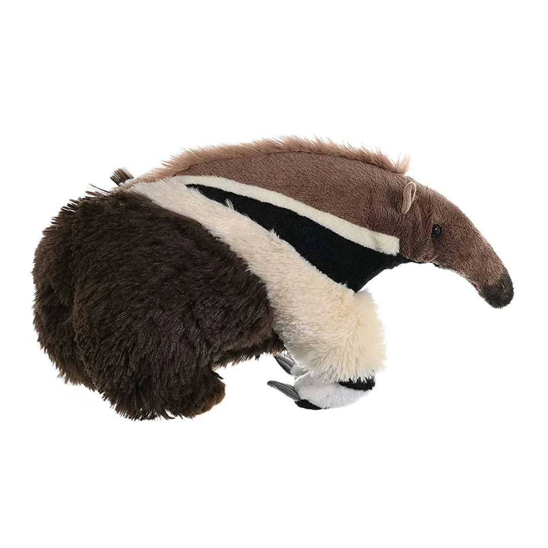 Plush toy anteater on a white background