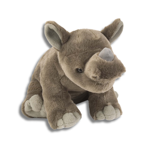 Plush rhino toy on a white background
