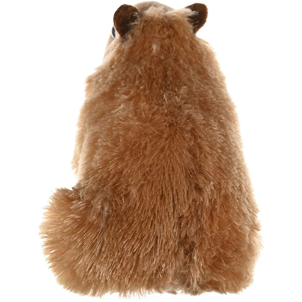 Plush toy resembling a brown animal with a white background