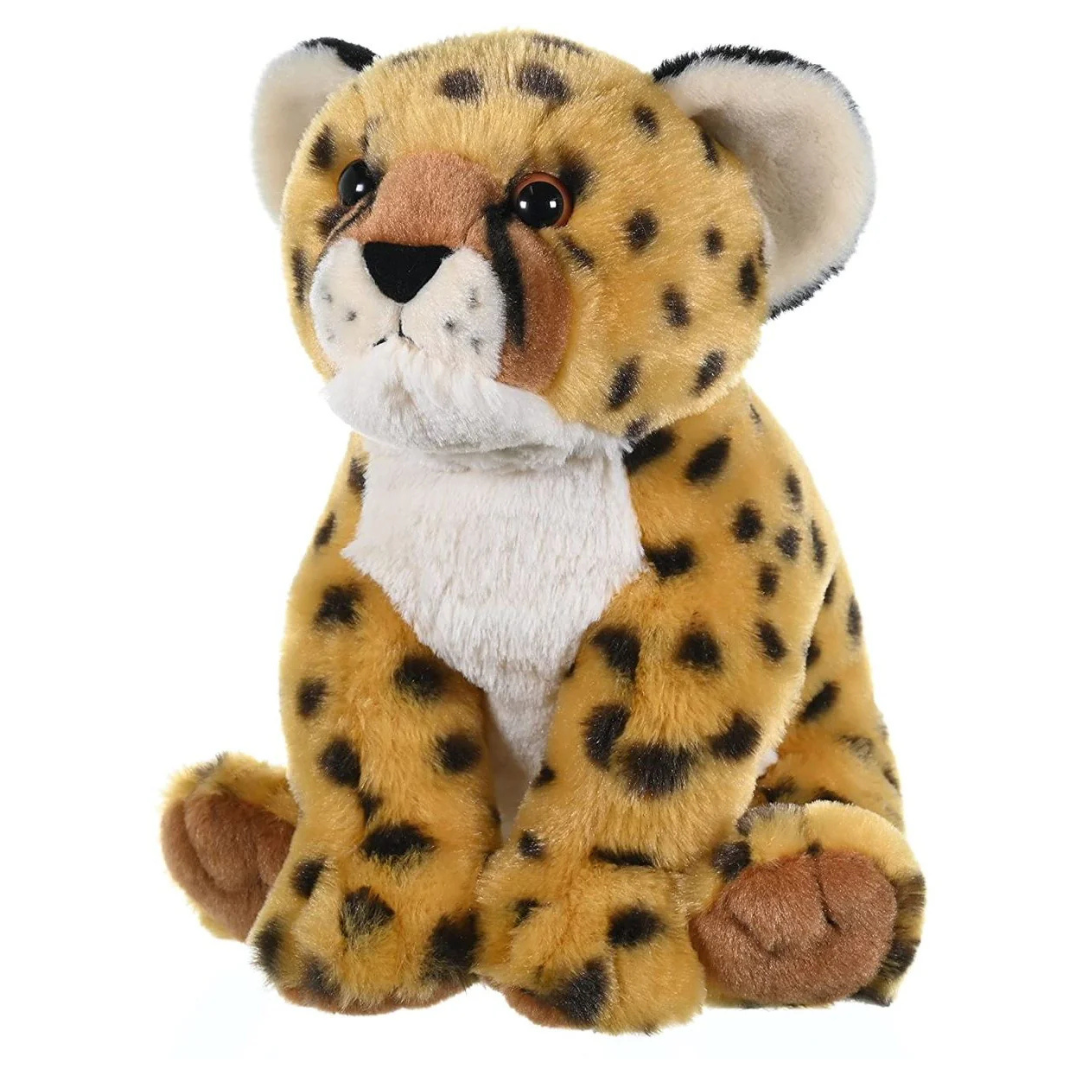 Plush toy cheetah on a white background