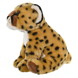 Plush cheetah toy on a white background