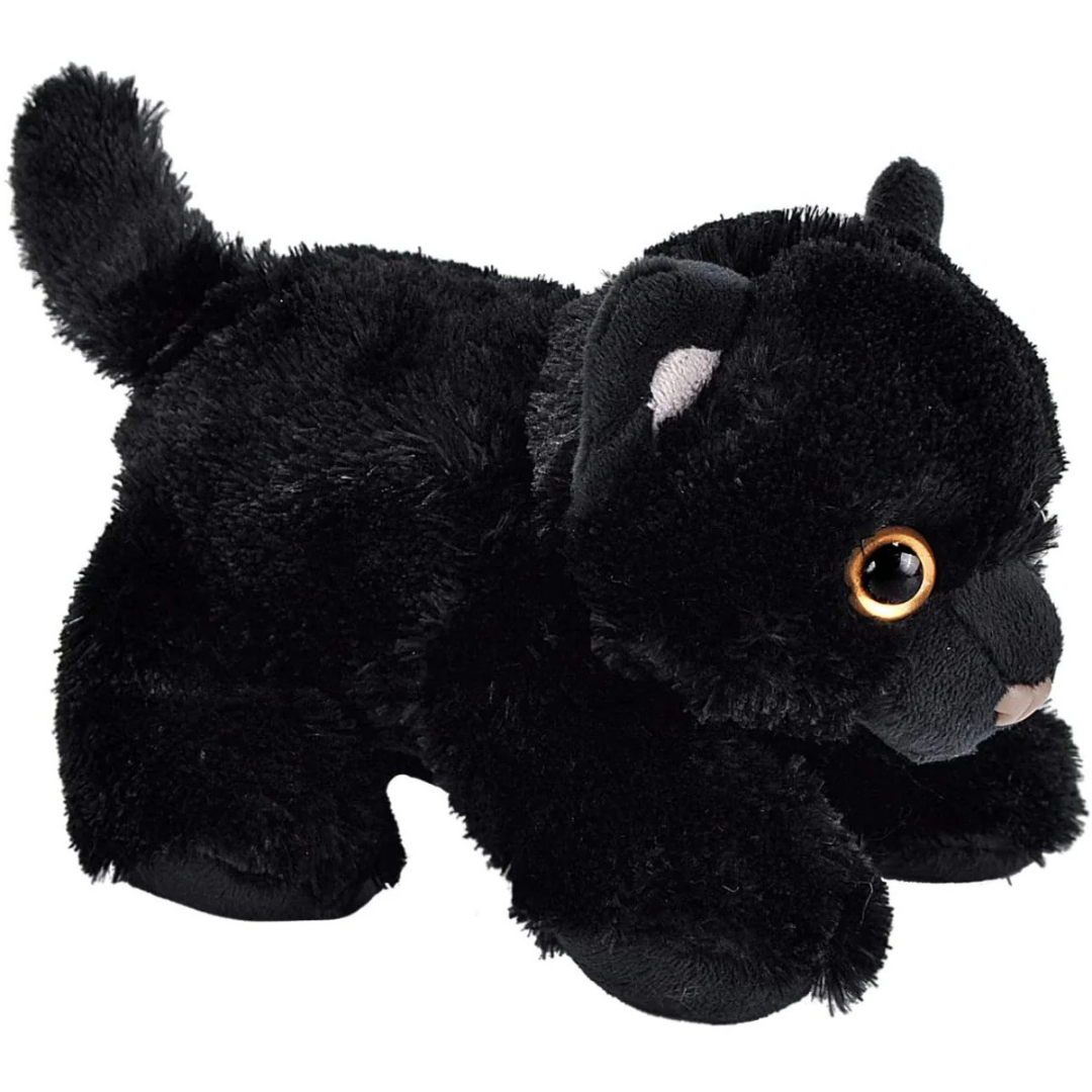 Plush black panther toy on a white background