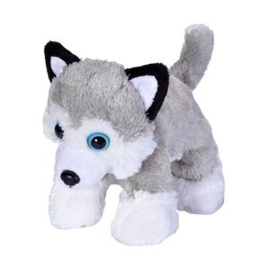Plush toy husky dog on a white background