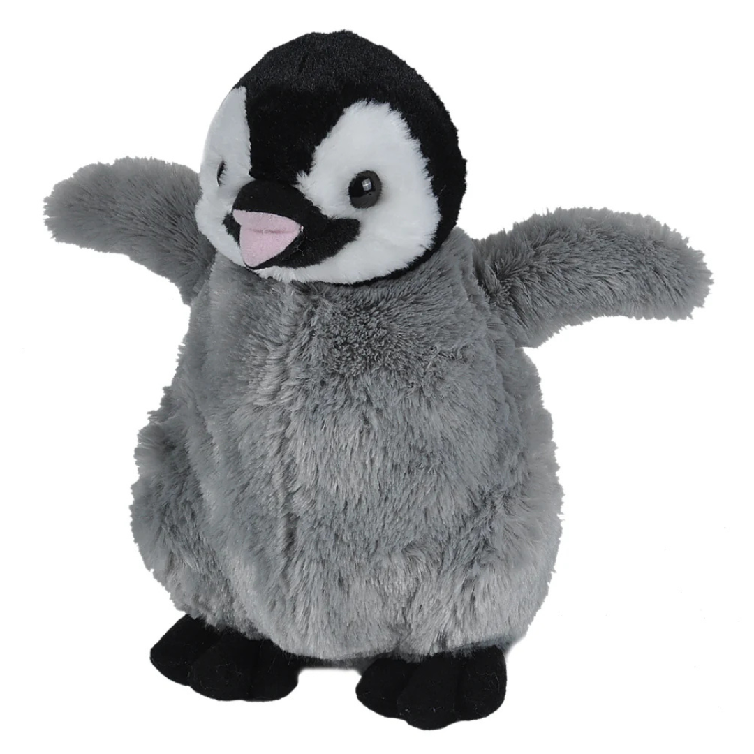 Plush toy penguin on a white background
