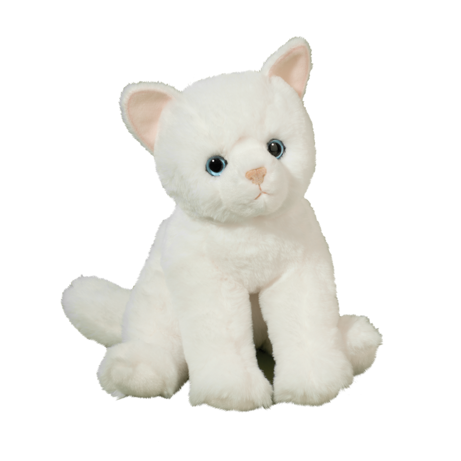 White plush cat toy on a white background
