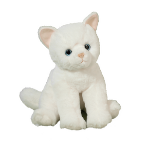 White plush cat toy on a white background