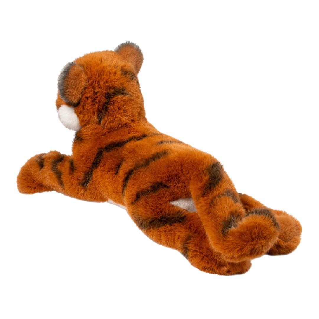 Plush tiger toy on a white background
