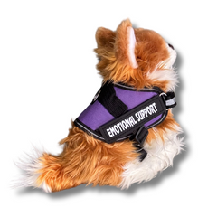 Long Hair Chihuahua - Living Nature - Emotional Support Stuffed Animal - side view - purple essa gear