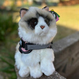 Ragdoll Cat plushie wearing a pink emotional support vest - ESSA